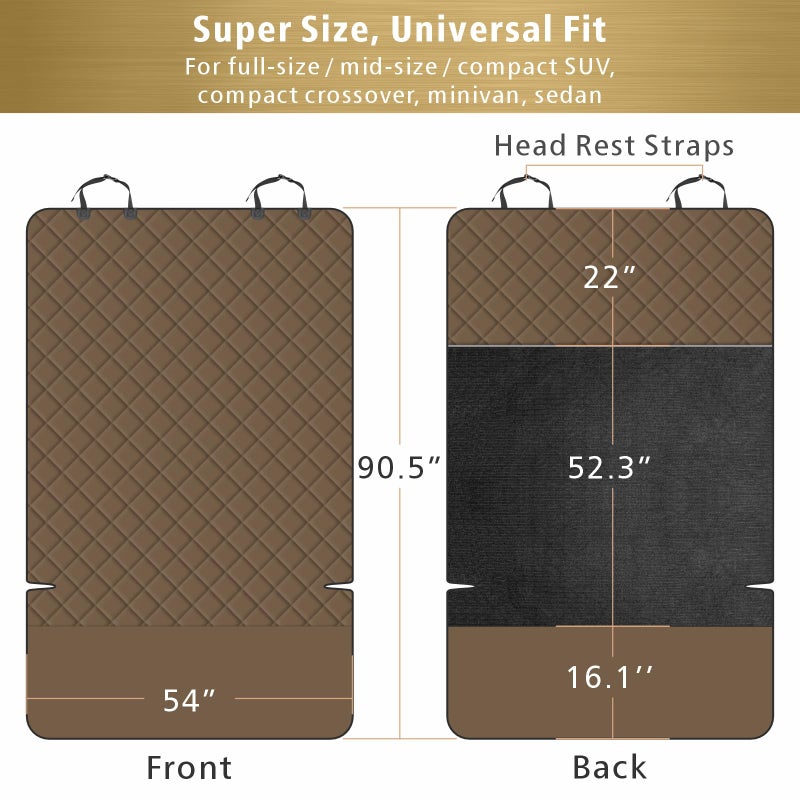 F-color SUV Cargo Liner for Dogs, Water Resistant Pet Cargo Cover Dog Seat Cover Mat for SUVs Sedans Vans with Bumper Flap Protector, Non-Slip, Large Size Universal Fit, Brown - Image 2